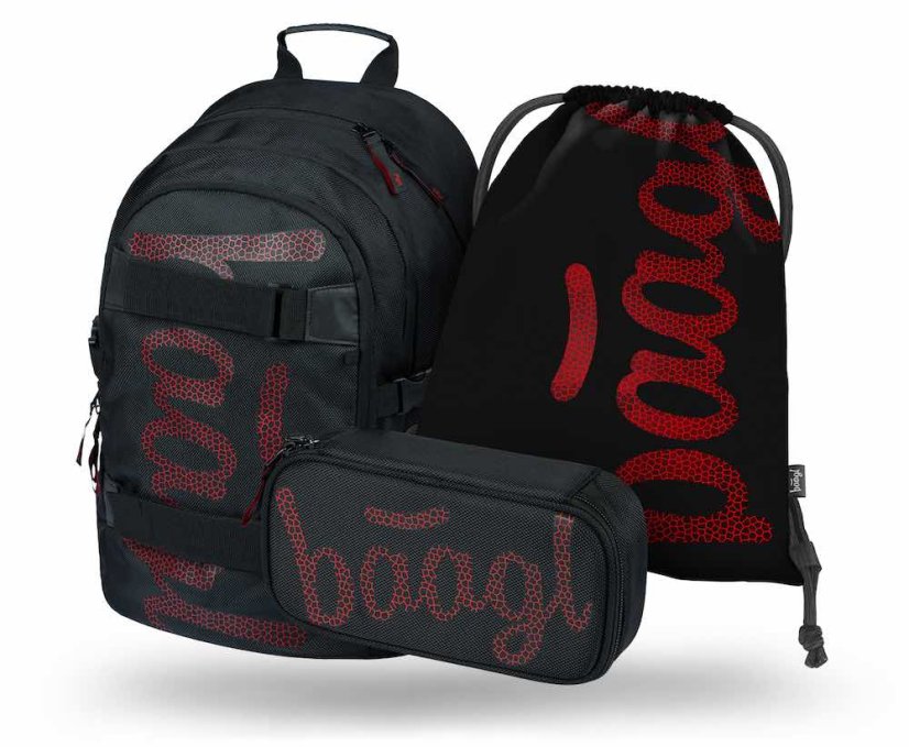 BAAGL 3 SET Skate Red: batoh, peračník, vrecko