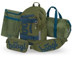 BAAGL SET 5 Skate Olive: batoh, penál, sportovní taška, ledvinka, obal na notebook GRS - Baagl