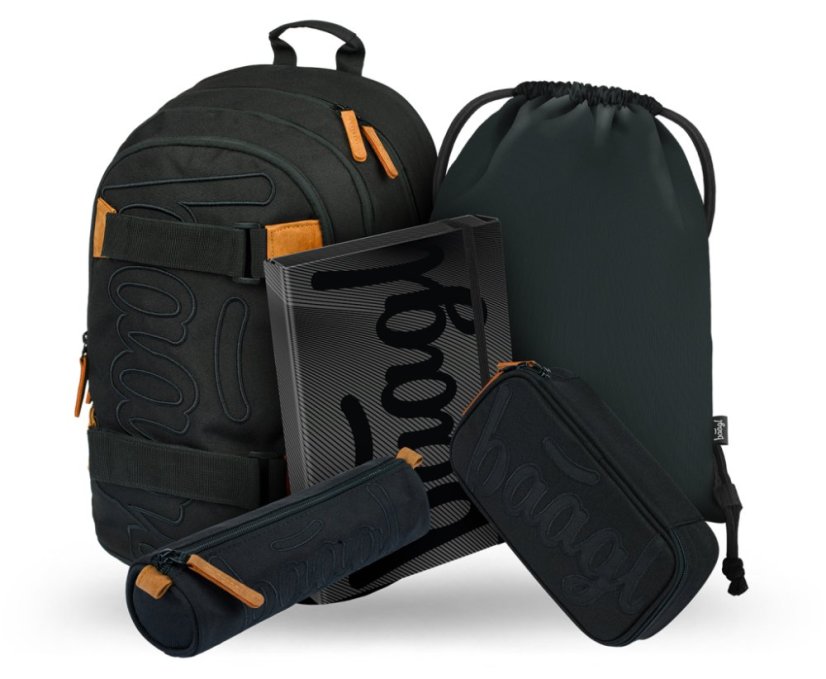 BAAGL SADA 5 Skate Darkness: batoh, peračník, vrecko, dosky, púzdro - Baagl