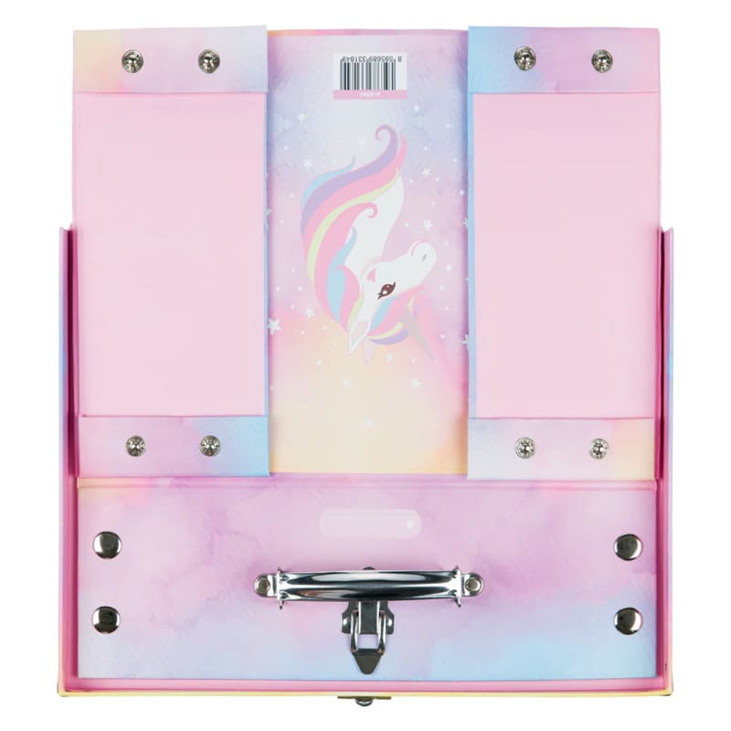 Skládací školní kufřík Baagl Rainbow Unicorn s kováním