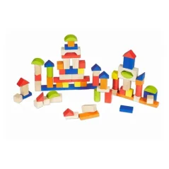 Kostky dřevěná stavebnice a vkládačka 100 ks