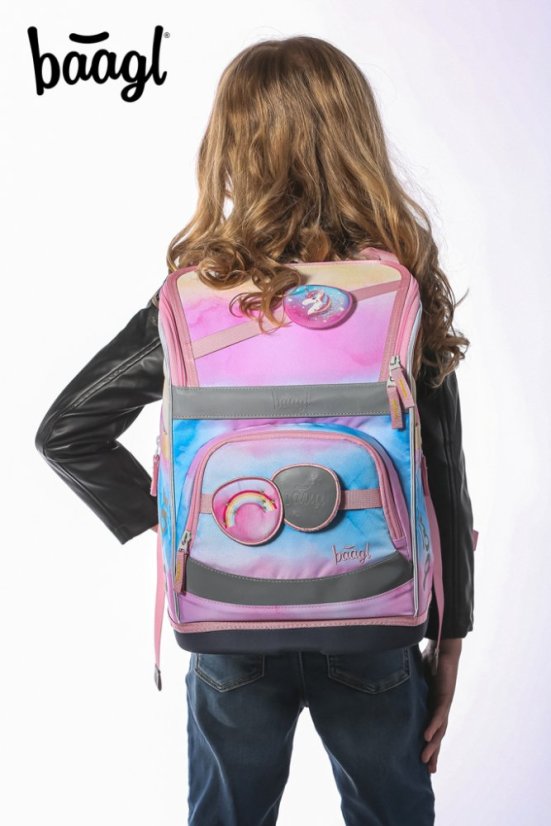 BAAGL SET 5 Zippy Plus Rainbow Unicorn: aktovka, penál, sáček, zástěra, peněženka - Baagl