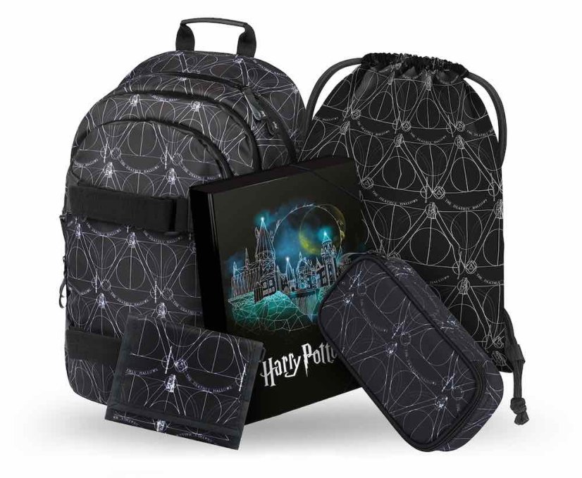 BAAGL 5 SET Skate Harry Potter Relikvie smrti: batoh, penál, sáček, desky, peněženka