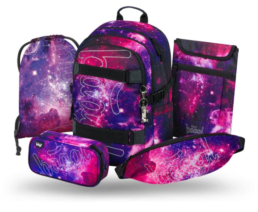 BAAGL SET 5 Skate Galaxy: batoh, penál, sáček, ledvinka, obal na notebook - Baagl