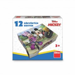 Dřevěné licenční kostky Mickey Mouse - 12 kostek