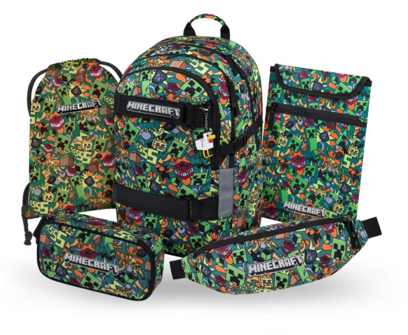 BAAGL SET 5 Skate Minecraft Chaos: batoh, penál, sáček, ledvinka, obal na notebook - Baagl