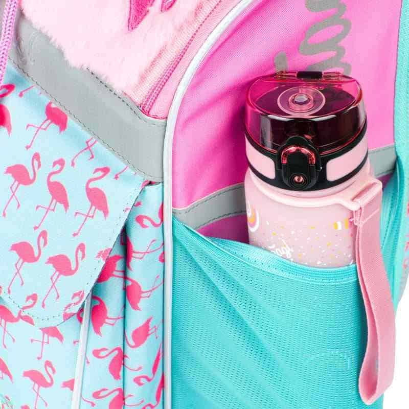 Školní aktovka v setu  pro prvňáčky Baagl Zippy Plameňák - 3 díly