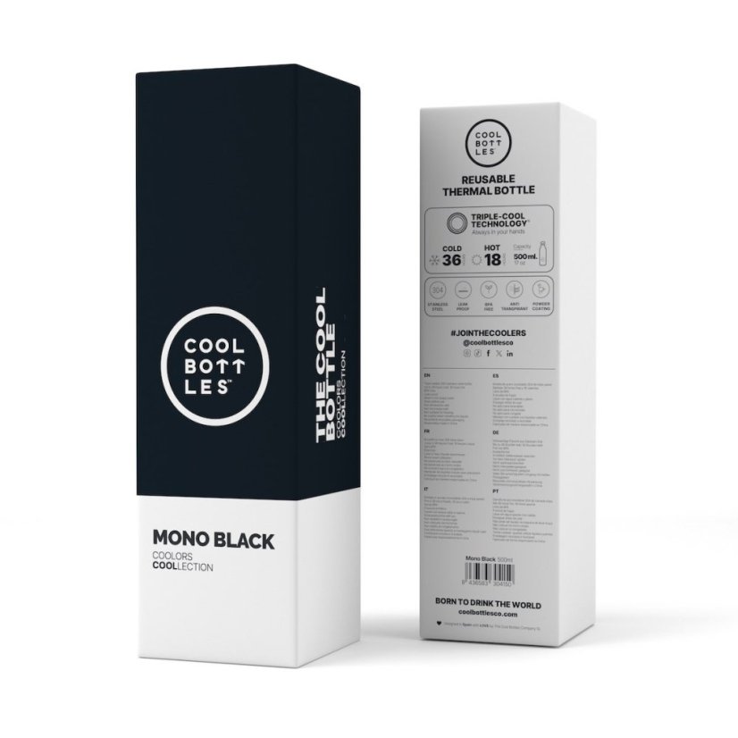 Nerezová termolahev COOL BOTTLES Mono Black třívrstvá 500 ml