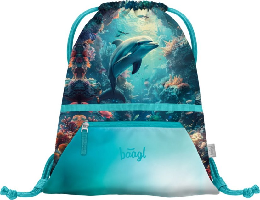 BAAGL SET 5 Zippy Delfín: aktovka, penál, sáček, zástěra, peněženka - Baagl