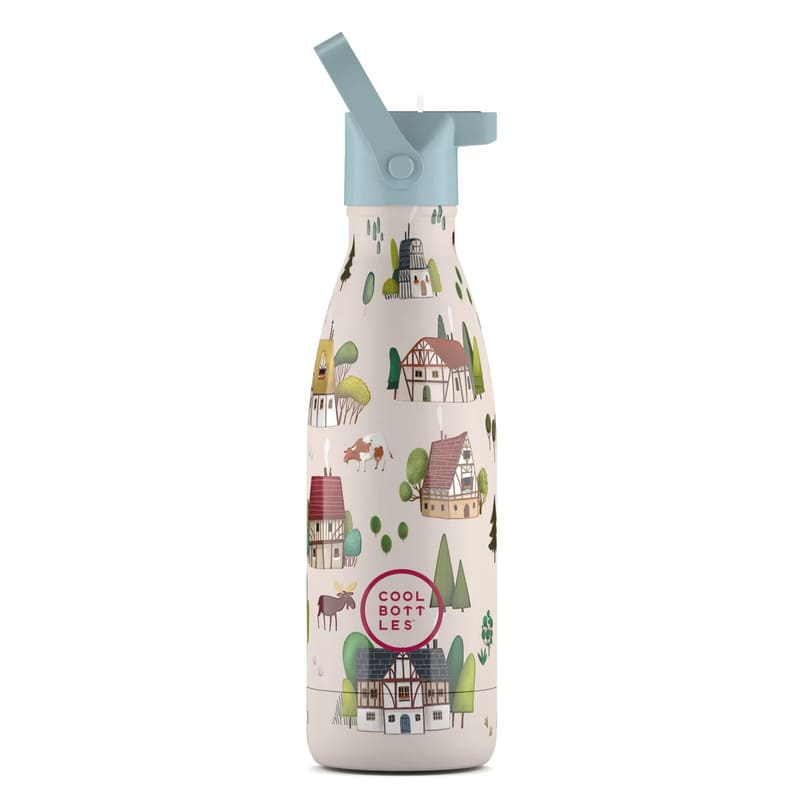 Dětská nerezová termolahev COOL BOTTLES Kids Tudor Village třívrstvá 350ml 3D