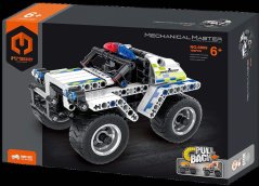 Stavebnice iM.MASTER policejní auto plast 199 dílků na zpětné natažení v krabici 29x20x6cm