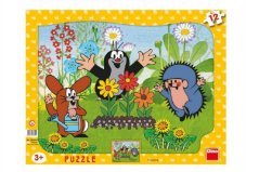 Puzzle deskové tvary Krtek zahradník 36x28cm 12 dílků - Dino