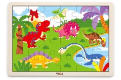 Dřevěné puzzle 24 dílků - dinosauři Viga