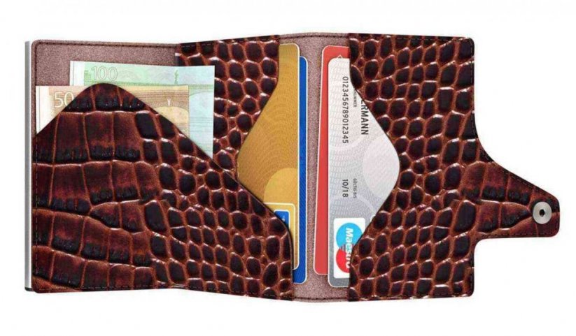 Kožená peněženka TRU VIRTU CLICK & SLIDE - Croco Brown