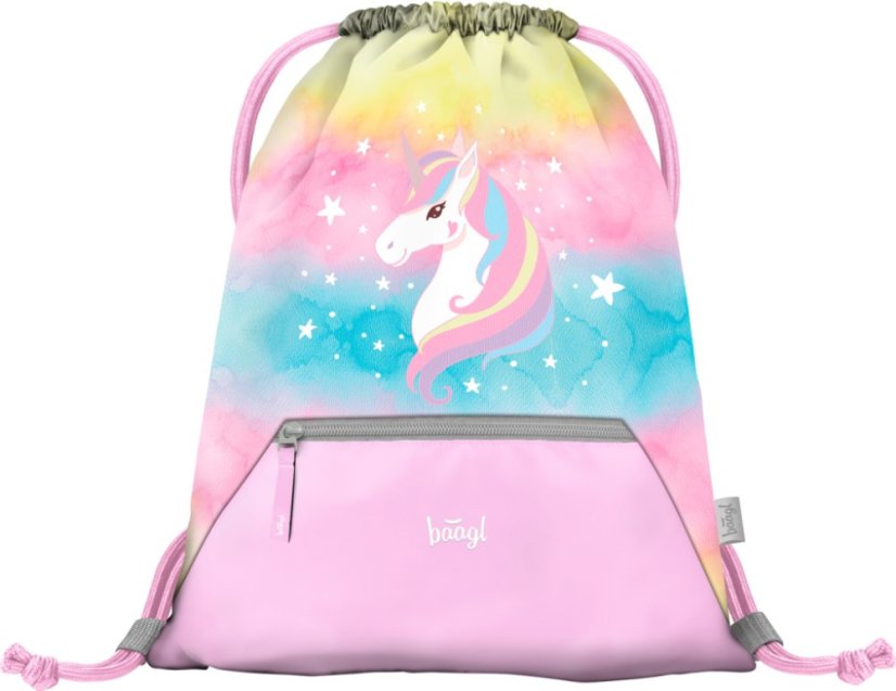 BAAGL SET 5 Airy Rainbow Unicorn: batoh, penál, sáček, zástěra, peněženka - Baagl