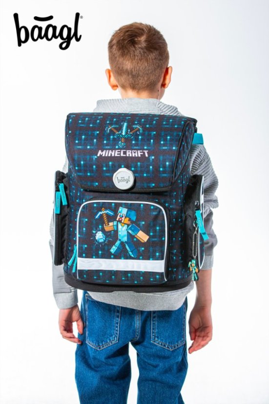 BAAGL 3 SET Ergo Minecraft Blue Axe: aktovka, penál, sáček - Baagl
