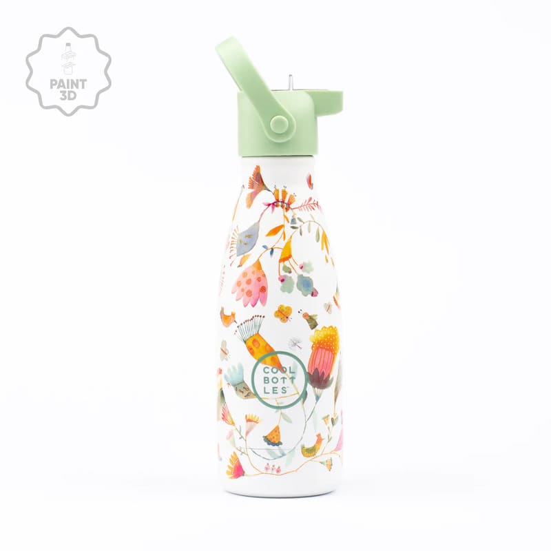 Dětská nerezová termolahev COOL BOTTLES Kids Spring Flowers třívrstvá 260ml 3D