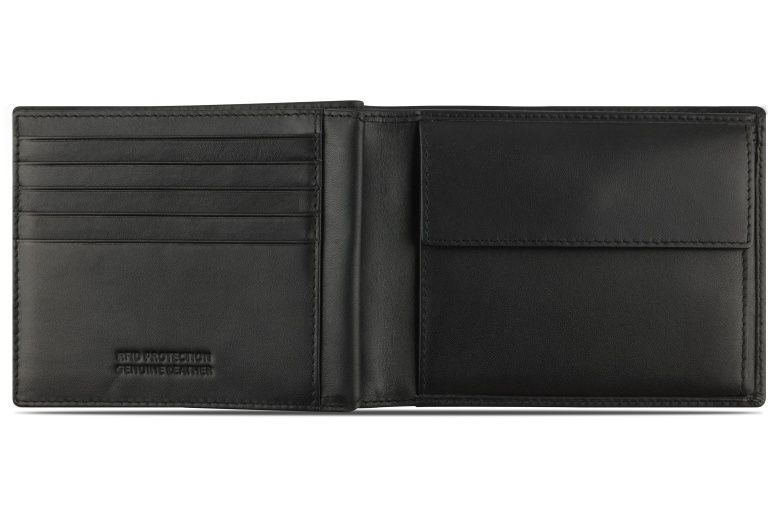 Pánská kožená peněženka s klopou na cvok Bugatti Super Slim černá