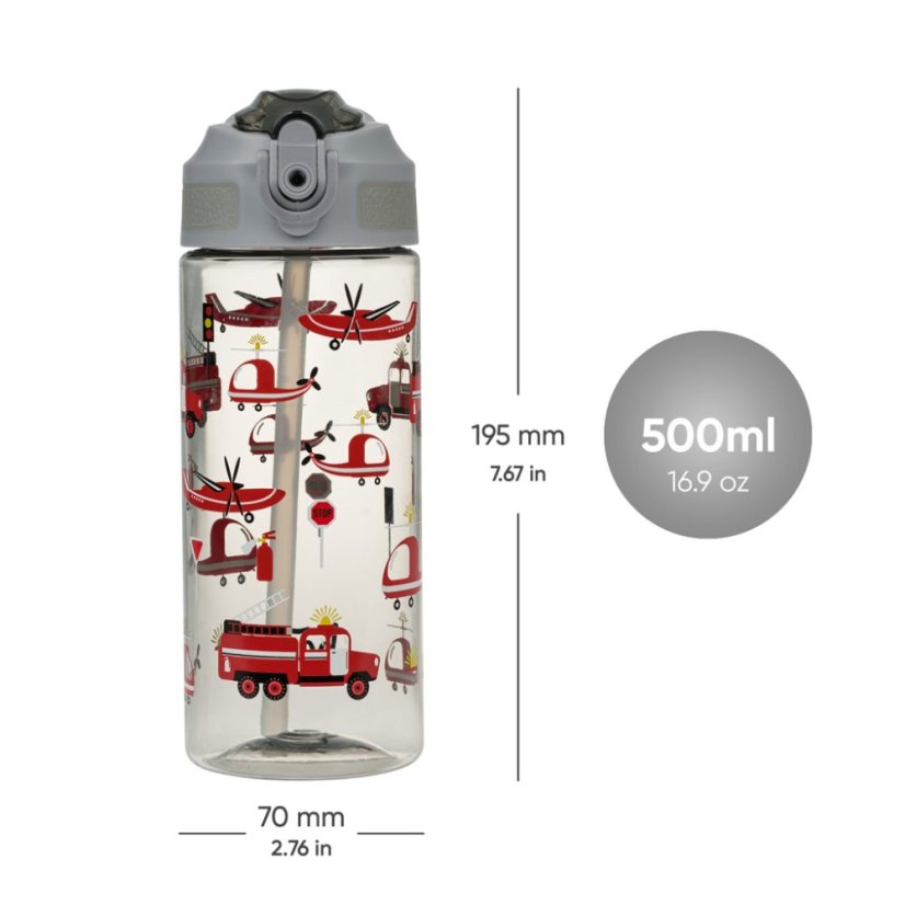 BAAGL Tritanová fľaša na nápoje so slamkou Záchranári, 500 ml - Baagl