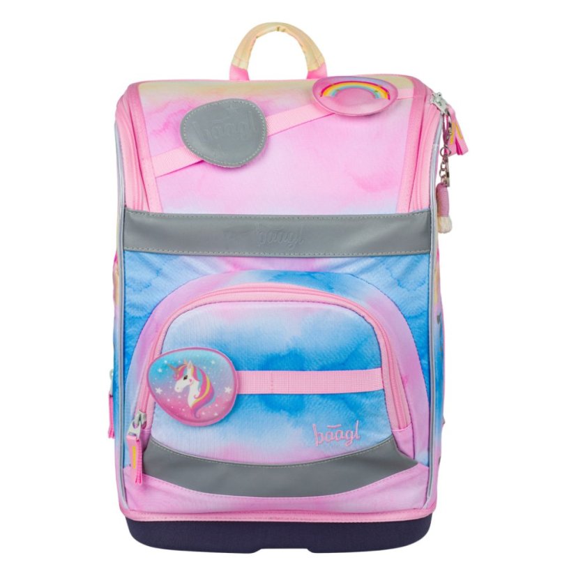 BAAGL SET 5 Zippy Plus Rainbow Unicorn: aktovka, penál, sáček, zástěra, peněženka - Baagl