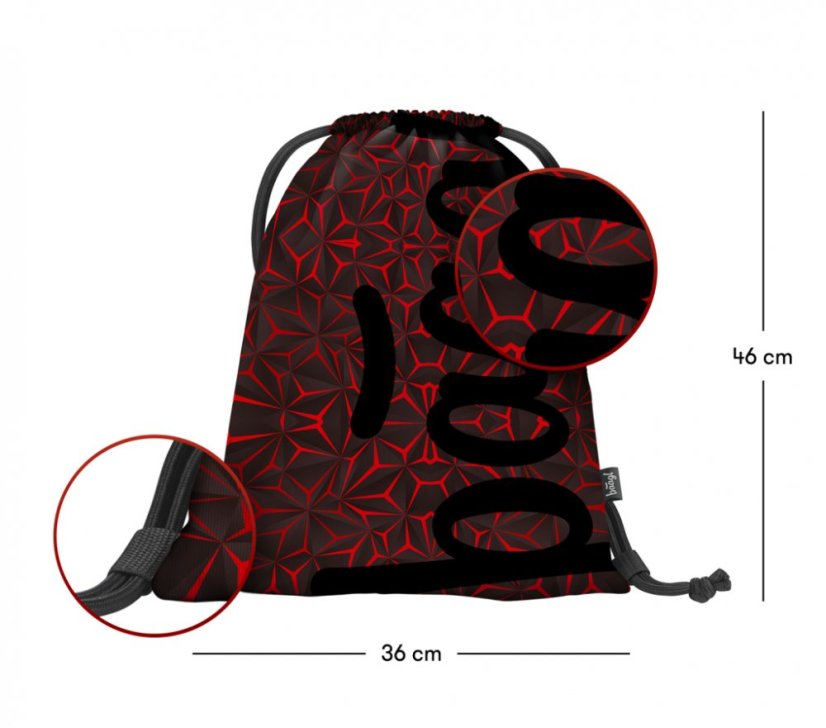 BAAGL 3 SET Core Red Polygon: batoh, peračník, vrecko