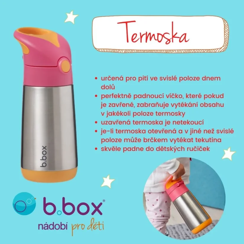 B.Box termoska na pitie so slamkou 350 ml – Indigo Rose