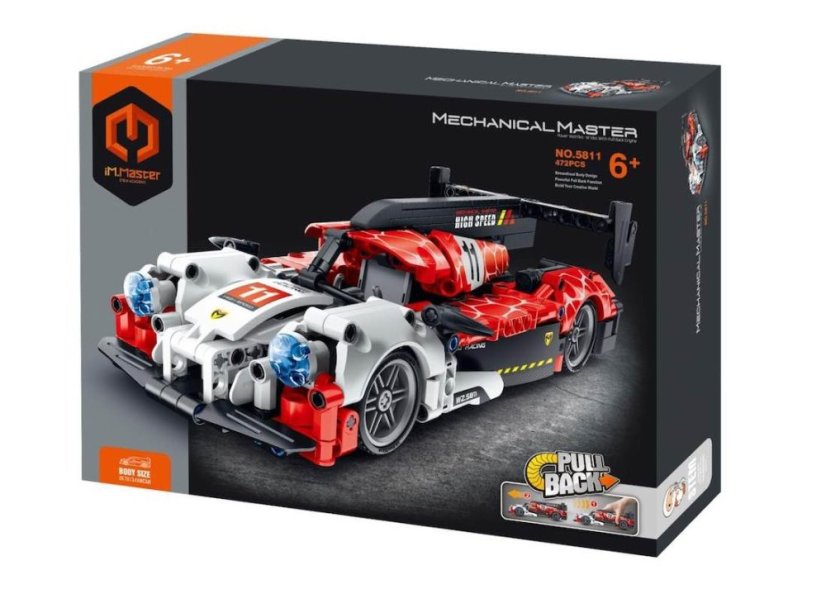Stavebnice iM.MASTER závodní auto plast 472 dílků na zpětné natažení