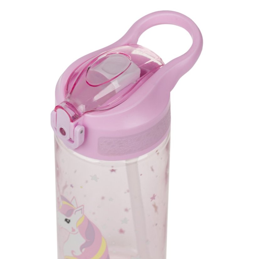 BAAGL Tritanová láhev na pití s brčkem Rainbow Unicorn 500 ml - Baagl