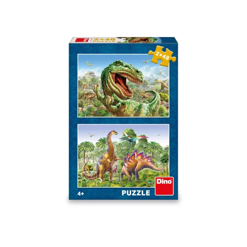 Puzzle Souboj dinosaurů 2x48 dílků