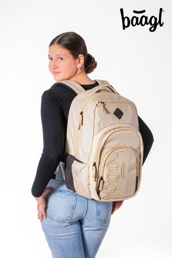 BAAGL 3 SET Coolmate Beige: batoh, penál, sáček - Baagl