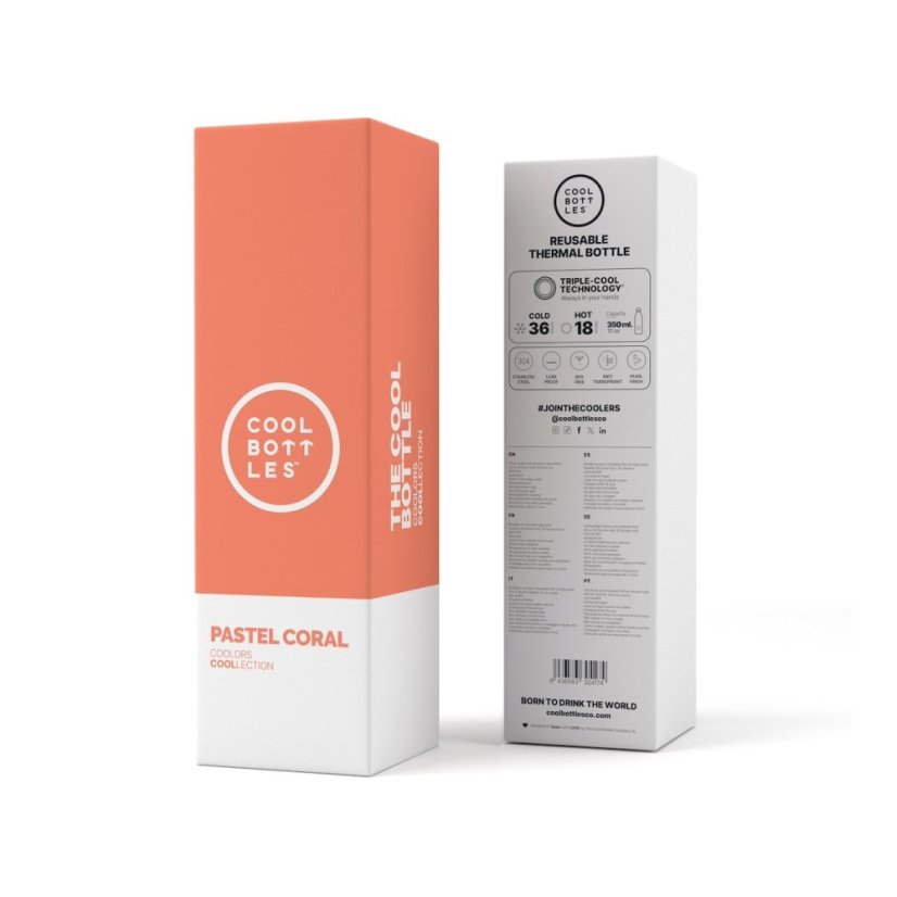 Nerezová termolahev COOL BOTTLES Pastel Coral třívrstvá 350 ml