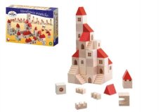 Stavebnice kostky 2,5cm dřevo městečko 100 dílků v krabici 29x19x6cm - Detoa