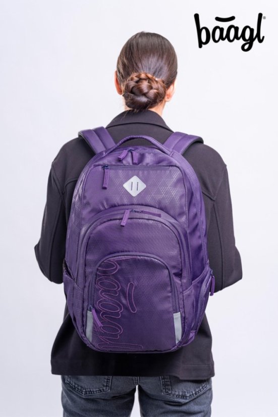 BAAGL SET 3 Coolmate Plum: batoh, penál, sáček - Baagl