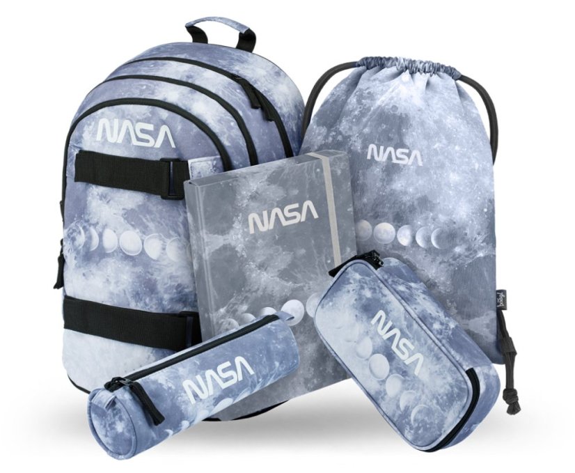 BAAGL SADA 5 Skate NASA Grey: batoh, peračník, vrecko, dosky, púzdro - Baagl