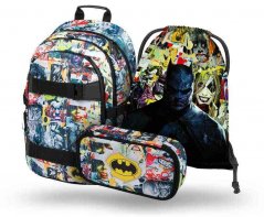 Školní batoh v setu Baagl Skate Batman Komiks - 3 díly