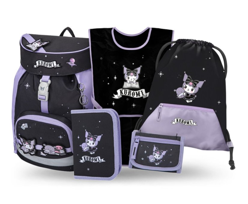 BAAGL SET 5 Airy Kuromi Fortune Dream: batoh, penál, sáček, zástěra, peněženka GRS - Baagl