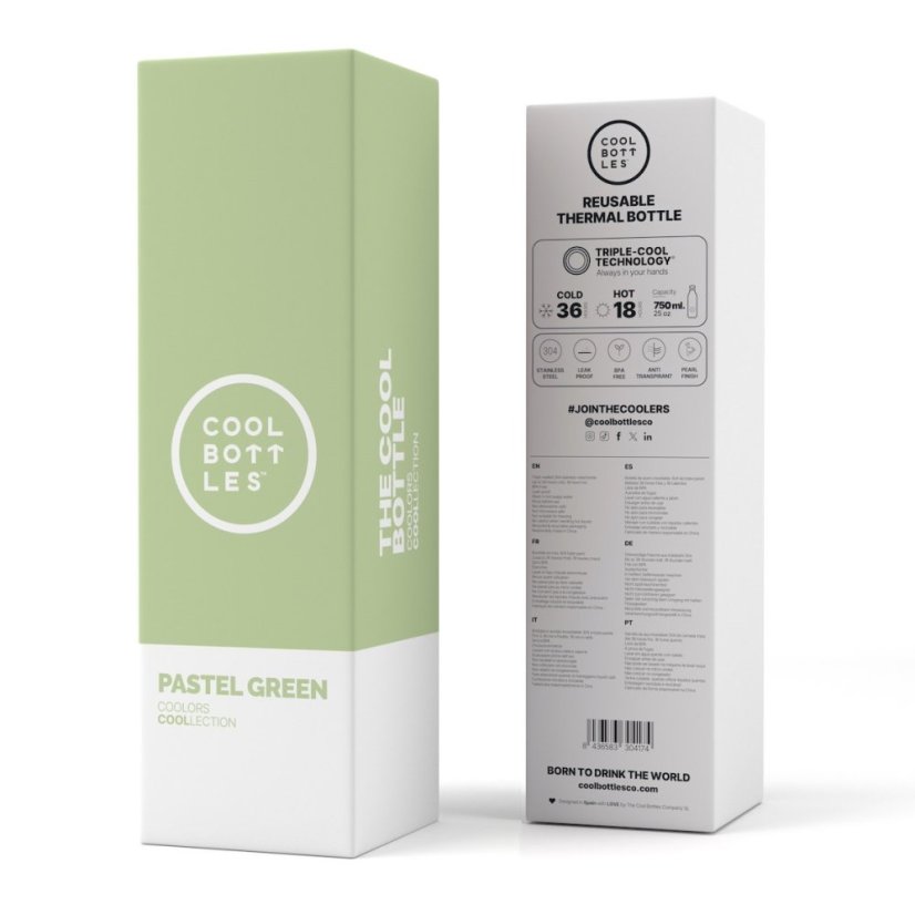 Nerezová termolahev COOL BOTTLES Pastel Green třívrstvá 750 ml