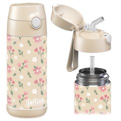 Detská termo fľaša z nerezovej ocele so slamkou JARLSON CHARLI Kveta 350 ml