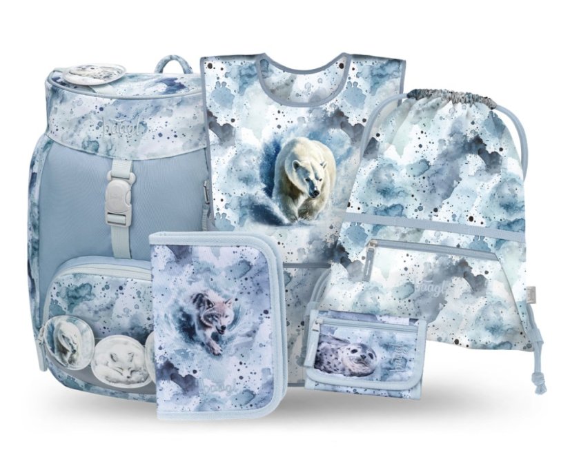 BAAGL SET 5 Airy Polar: batoh, penál, sáček, zástěra, peněženka GRS - Baagl