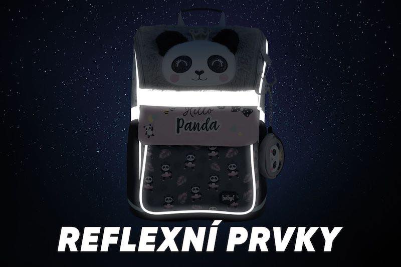 Školní aktovka v setu pro prvňáčky Baagl Zippy Panda - 7 dílů - láhev s brčkem