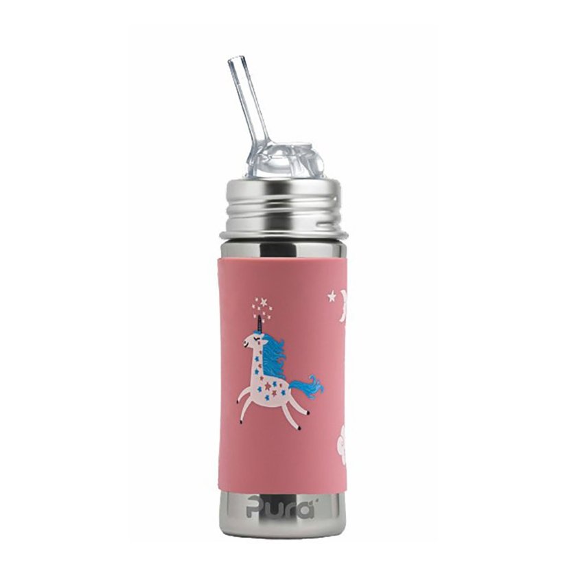 Nerezová láhev na pití Pura s brčkem 325 ml - Unicorn