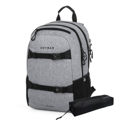 Študentský batoh + puzdro OXY Sport Grey Melange
