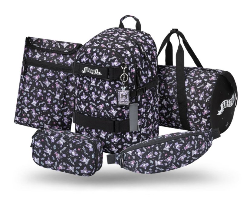 BAAGL SET 5 Skate Kuromi Black: batoh, penál, sportovní taška, ledvinka, obal na notebook GRS - Baagl