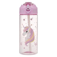 BAAGL Tritanová láhev na pití s brčkem Rainbow Unicorn 500 ml - Baagl