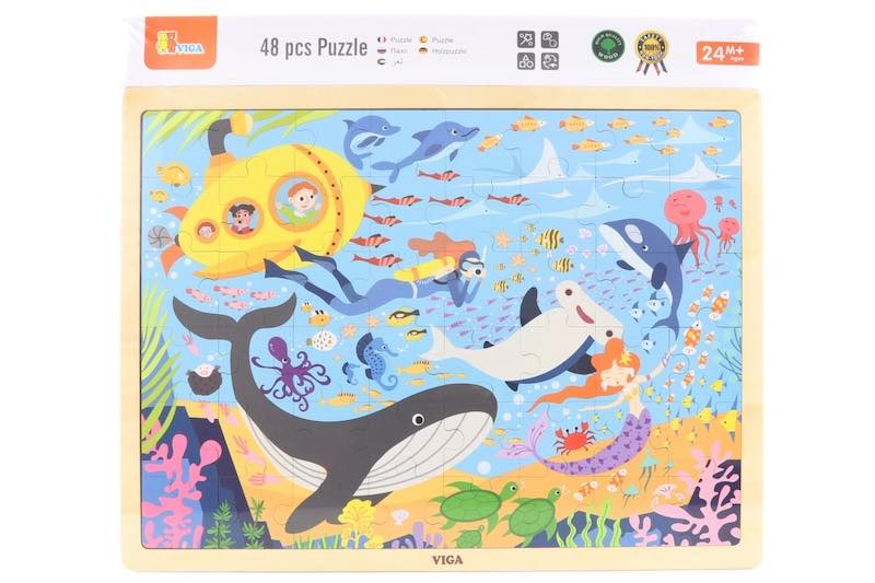 Dřevěné puzzle 48 dílků - mořský život Viga