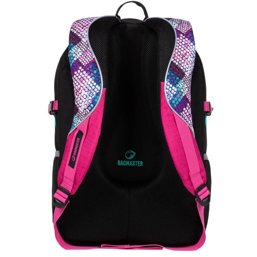 Školní batoh BAGMASTER THEORY 20 A PINK/TURQUOISE/WHITE