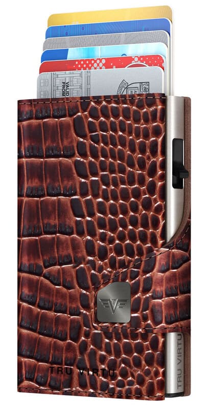 Kožená peněženka TRU VIRTU CLICK & SLIDE - Croco Brown