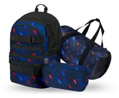 BAAGL SET 3 Skate Indigo: batoh, penál, sportovní taška - Baagl