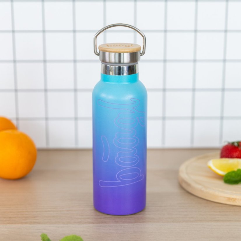 BAAGL Termoláhev s bambusovým víčkem Gradient modro-fialová, 500 ml - Baagl