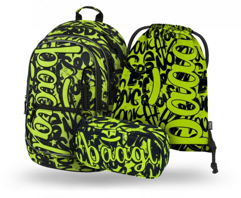 BAAGL 3 SET Core Lime: batoh, penál, sáček - Baagl